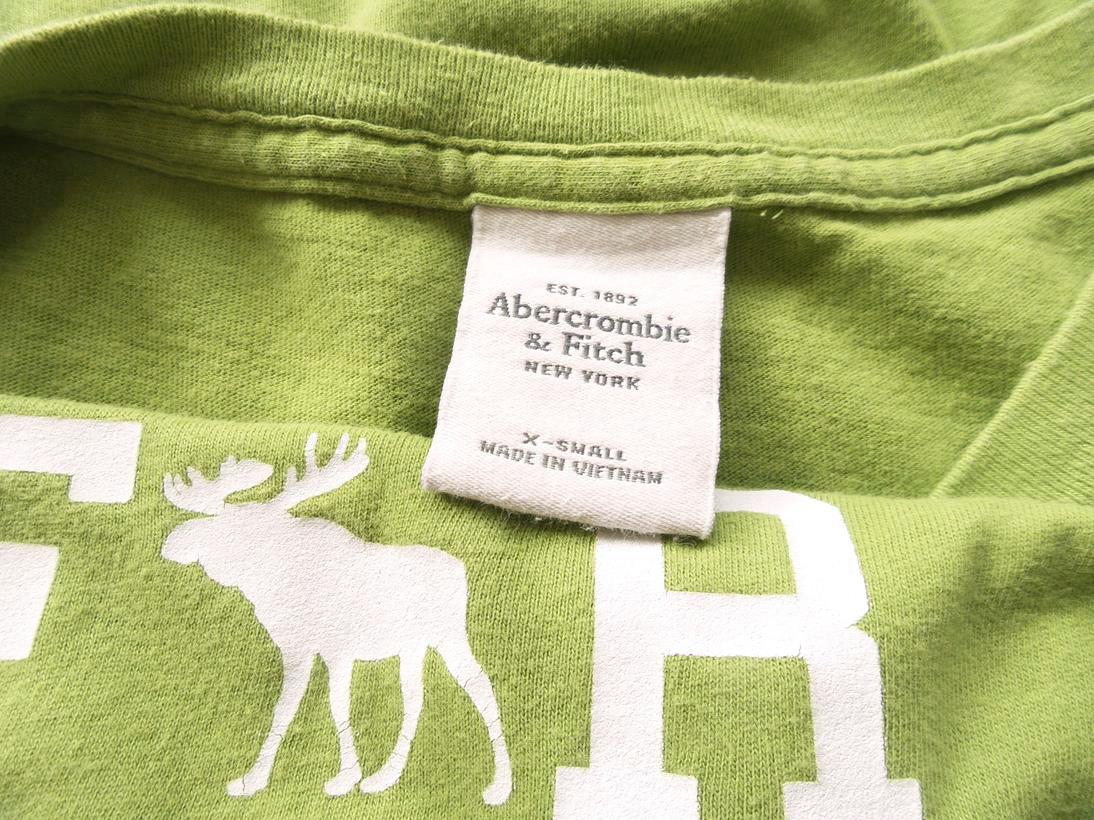 ABERCROMBIE & FITCH Size XS Okrągły dekolt T-Shirt Krótki rękaw Fabric Bawełna 100%