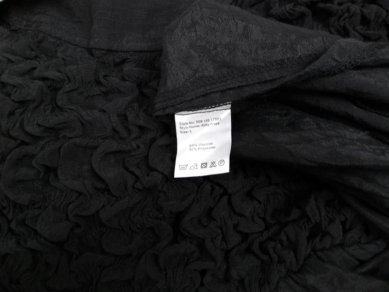 Pagelle Size L Color Czarny Okrągły dekolt Sukienka Trapezowa Rękaw 3/4 Do Kolan Fabric Wiskoza