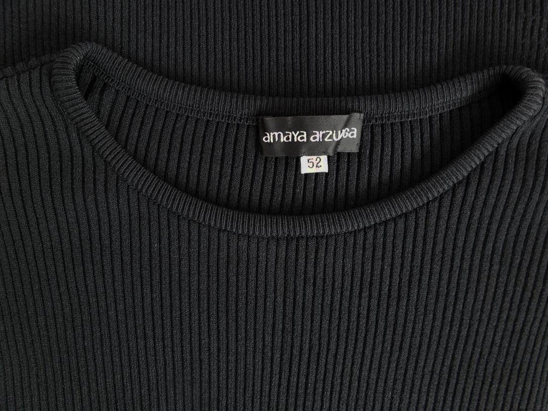 AMAYA ARZUAGA Size 52 Color Czarny Pasy Crew Neck Bluzka Krótki rękaw