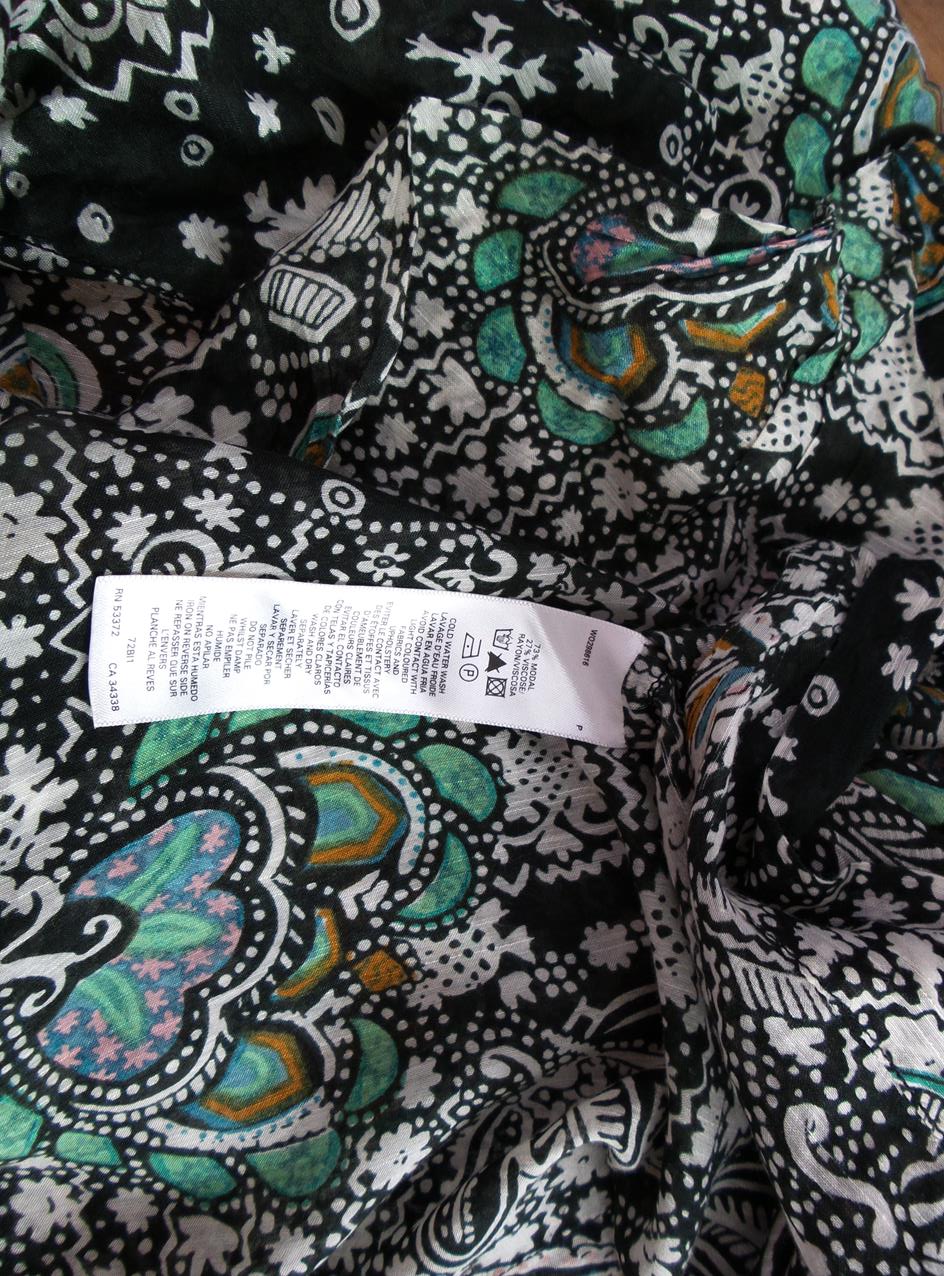 French connection Size 10 (38) Paisley Drapowany dekolt Bluzka Rękaw 3/4 Fabric Modal