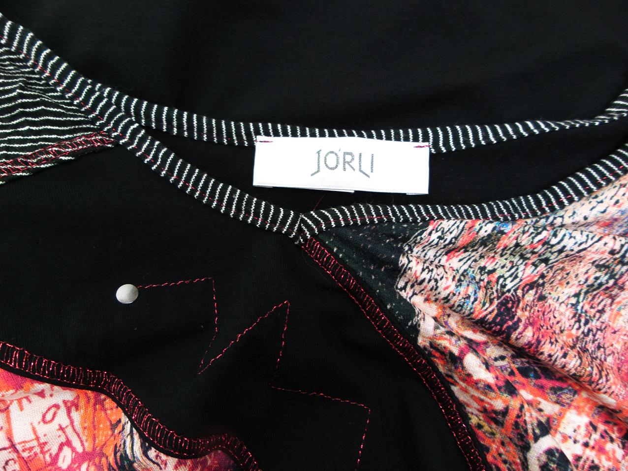 JORLI Size 40 Color Czarny W serek Bluzka Rękaw 3/4 Fabric Wiskoza