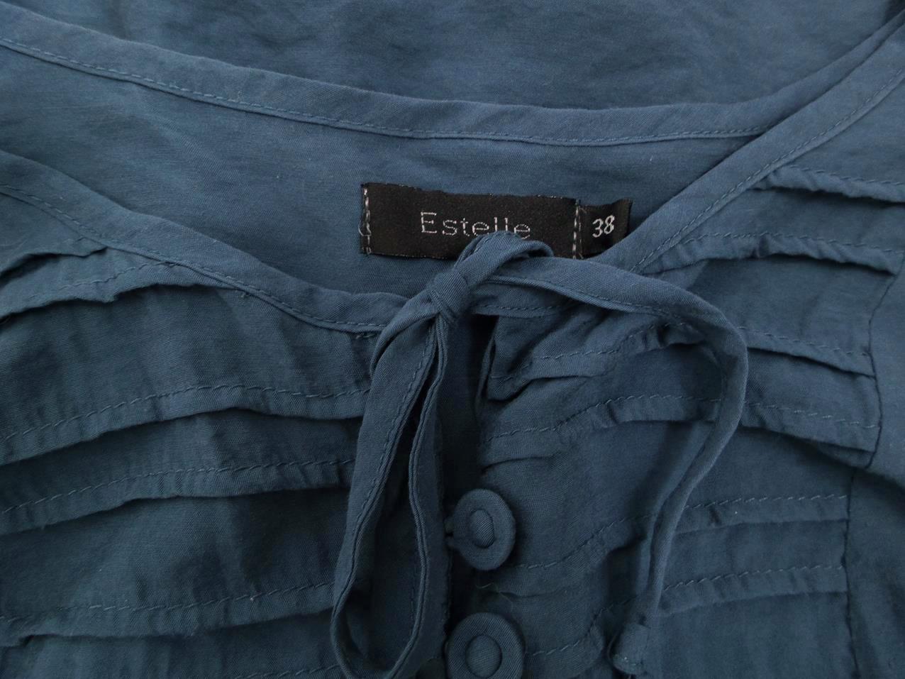 Estelle Size 38 Okrągły dekolt Sukienka Trapezowa Długi rękaw Do Kolan Fabric Wiskoza