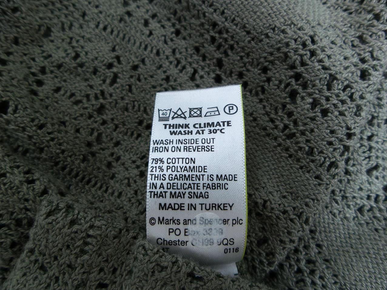 Marks&spencer Size 40 (12) W łódkę Sweter Rękaw 3/4 Fabric Bawełna