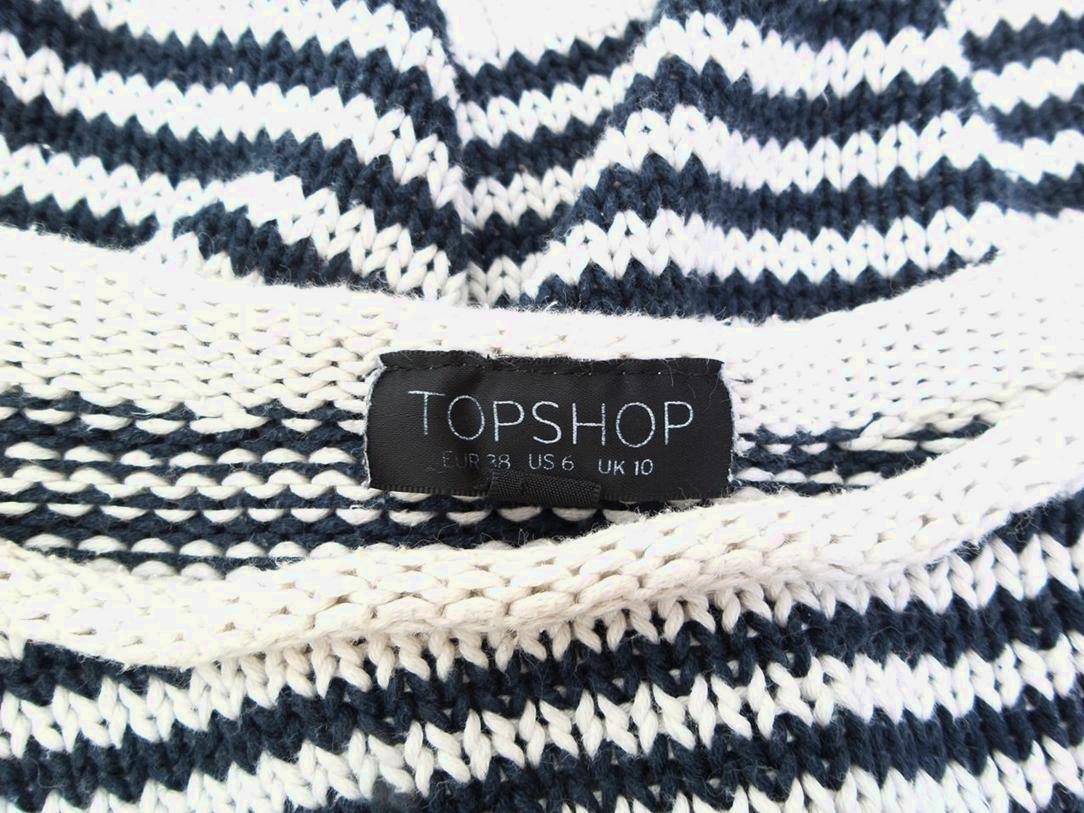 Topshop Size 38 Pasy W łódkę Sweter Rękaw 3/4 Fabric Bawełna 100% Gruba dzianina