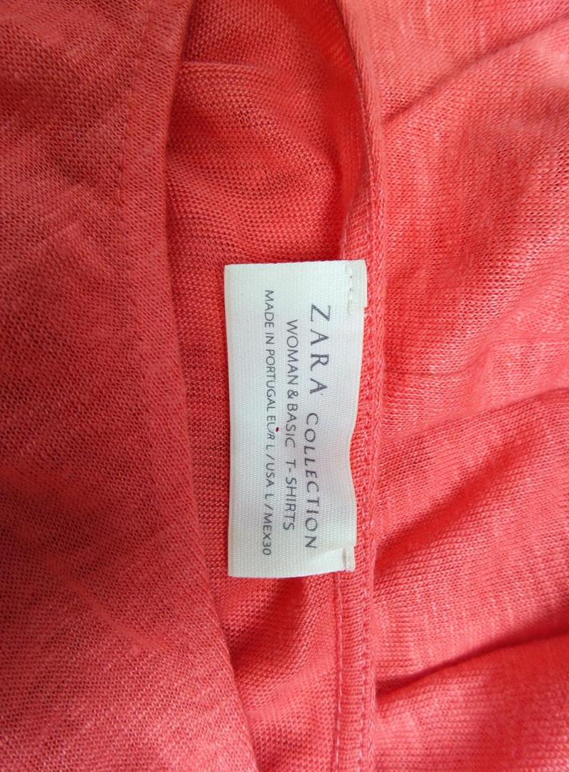 Zara Size L Okrągły dekolt Sukienka Prosta Krótki rękaw Do Kolan Fabric Len 100%