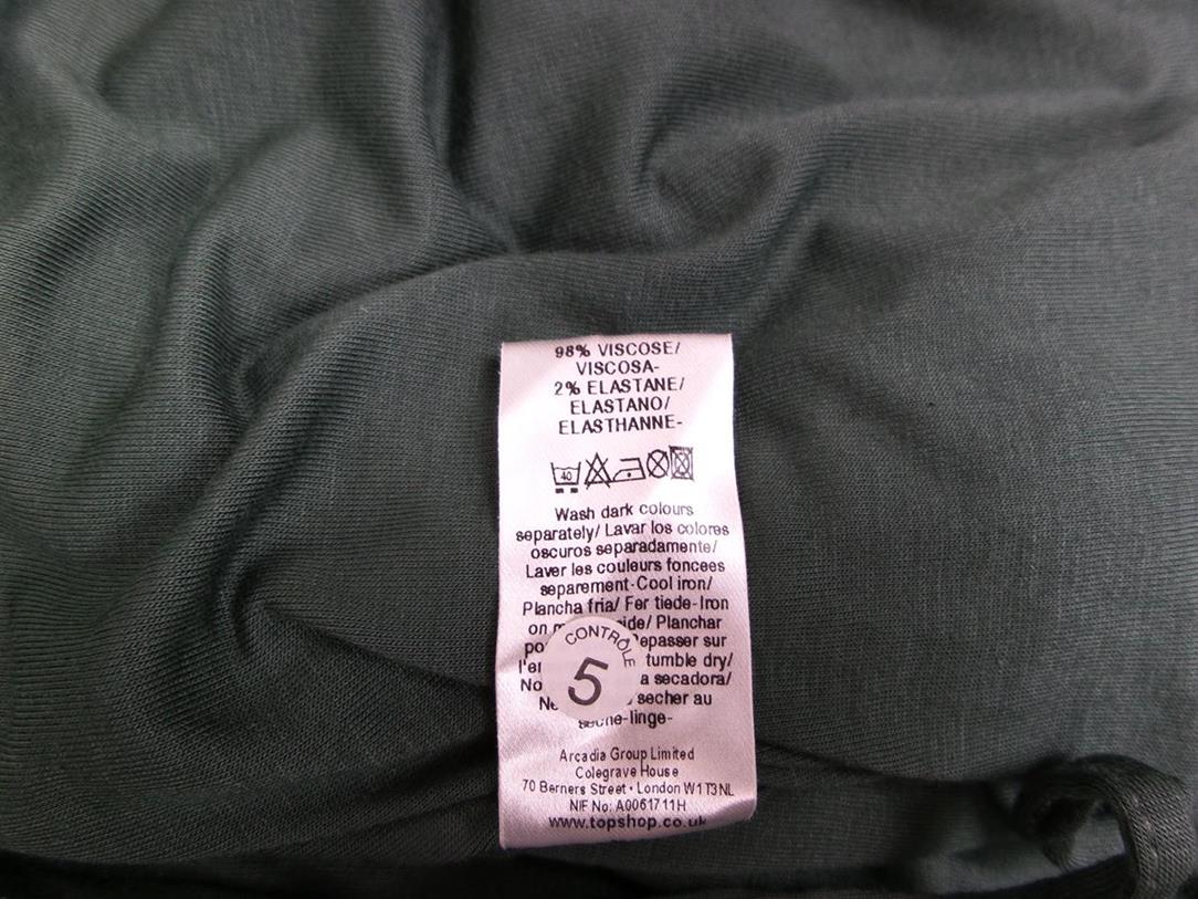 Topshop Size 14 ( 42 ) Color Zielony W serek Sukienka Kopertowa Krótki rękaw Do Kolan Fabric Wiskoza