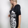 Snob Size M Color Czarny W łódkę Sukienka Trapezowa Krótki rękaw Do Kolan Fabric Jedwab 100%