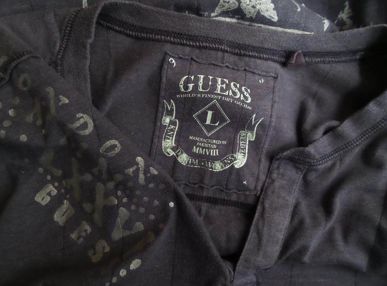 Guess Size L Color Niebieski Męski Sweter Długi rękaw Fabric Bawełna