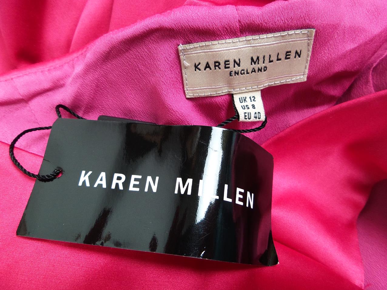 Karen MILLEN Size 12 (40) Color Fuksja Na Jedno Ramię Suknia Balowa Sukienka Wieczorowa Bezrękawnik Midi