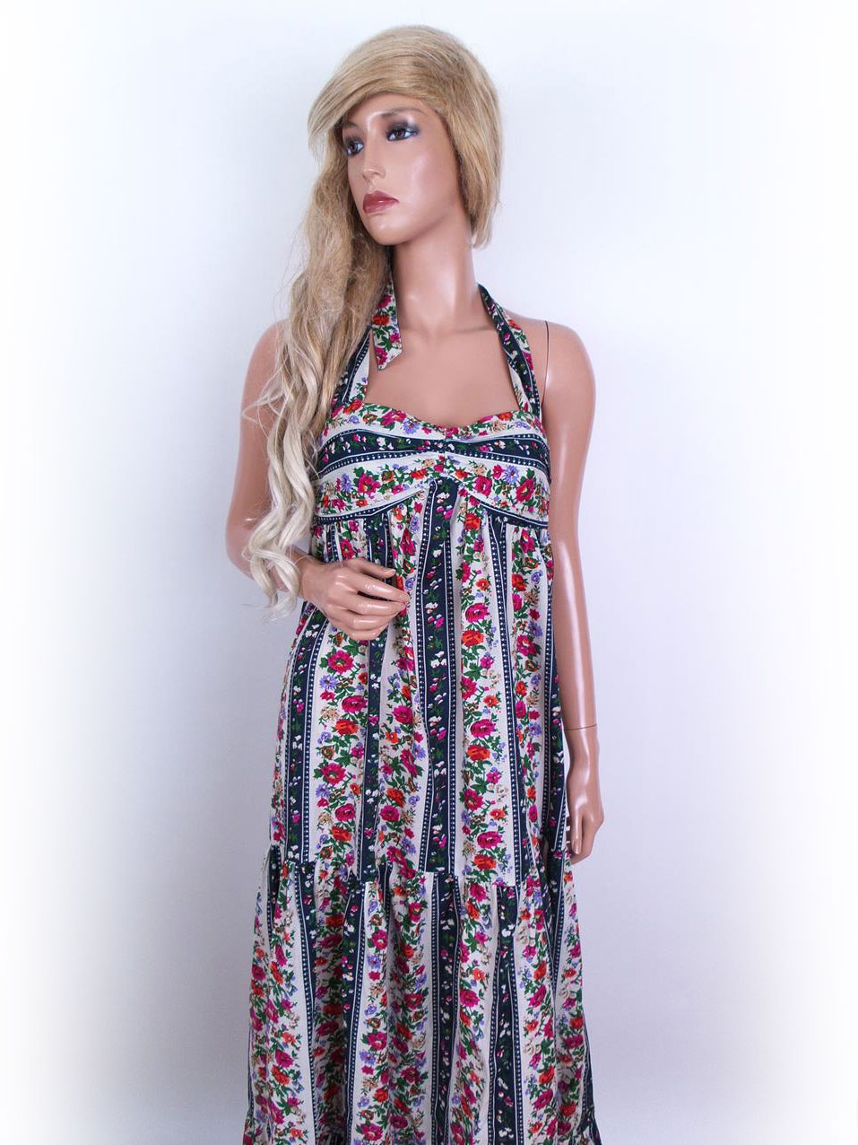 Warehouse Size 36 Halter Sukienka Maxi Bezrękawnik Długa Fabric Bawełna