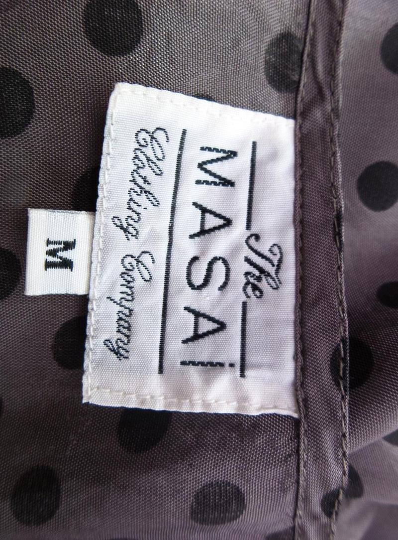 The Masai Size M Color Brązowy W serek Sukienka Prosta Krótki rękaw Midi Fabric Wiskoza