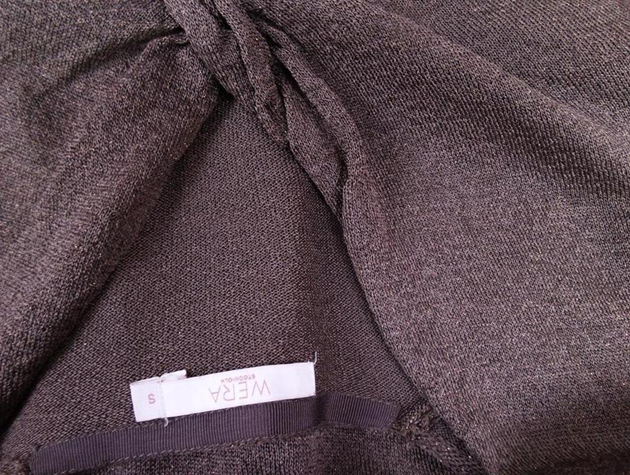 Wera stockholm Size S Color Brązowy Głęboki Serek Tunika Bluzka Długi rękaw Fabric Wiskoza