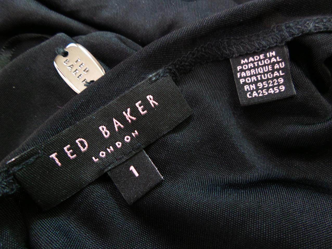 Ted Baker London Size 1 Color Czarny W serek Bluzka Bezrękawnik