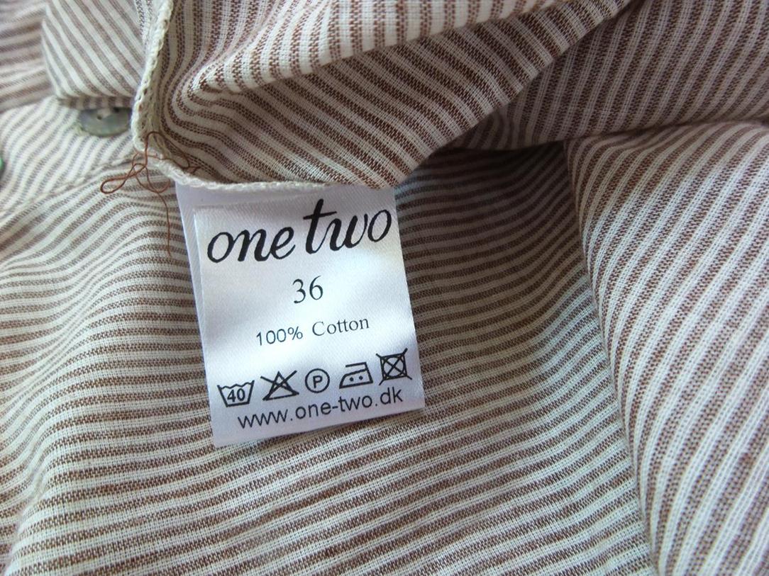 One two Size 36 Color Beżowy Okrągły dekolt Tunika Popover Bluzka Krótki rękaw Fabric Bawełna