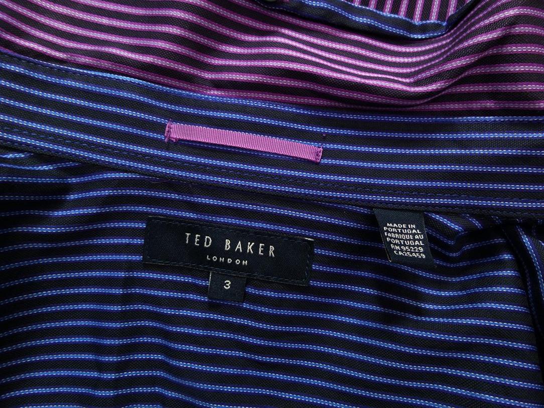 Ted Baker London Size 3 Color Fioletowy Kołnierz Męska Koszula Elegancka Długi rękaw Fabric Bawełna