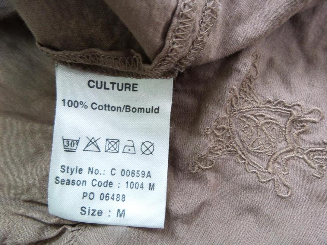 Culture Size M Color Beżowy Okrągły dekolt Sukienka Koszulowa Długi rękaw Krótka Fabric Bawełna