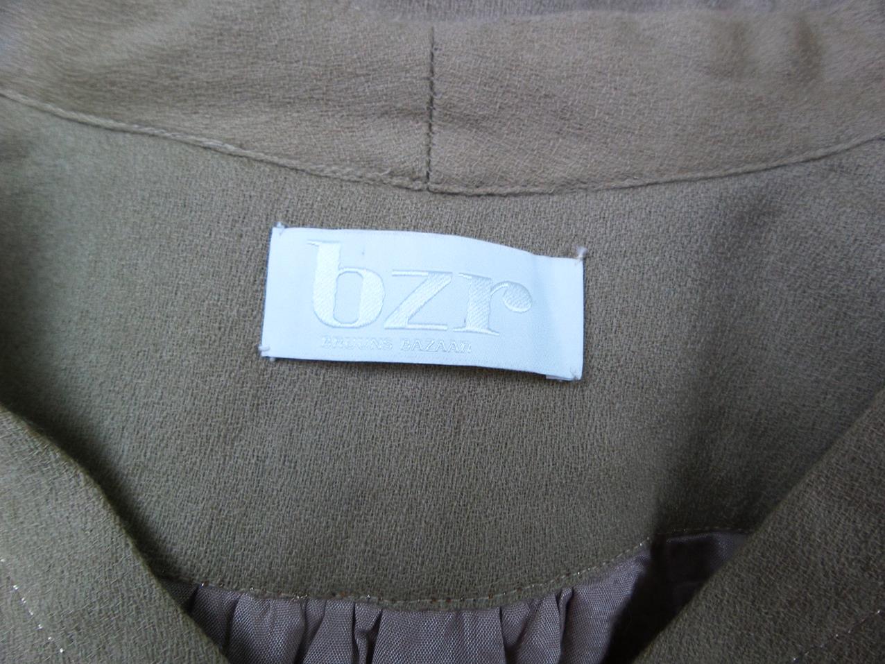 BZR Size 38 Color Beżowy W serek Sweter Rękaw 3/4 Fabric Wełna Cienka dzianina