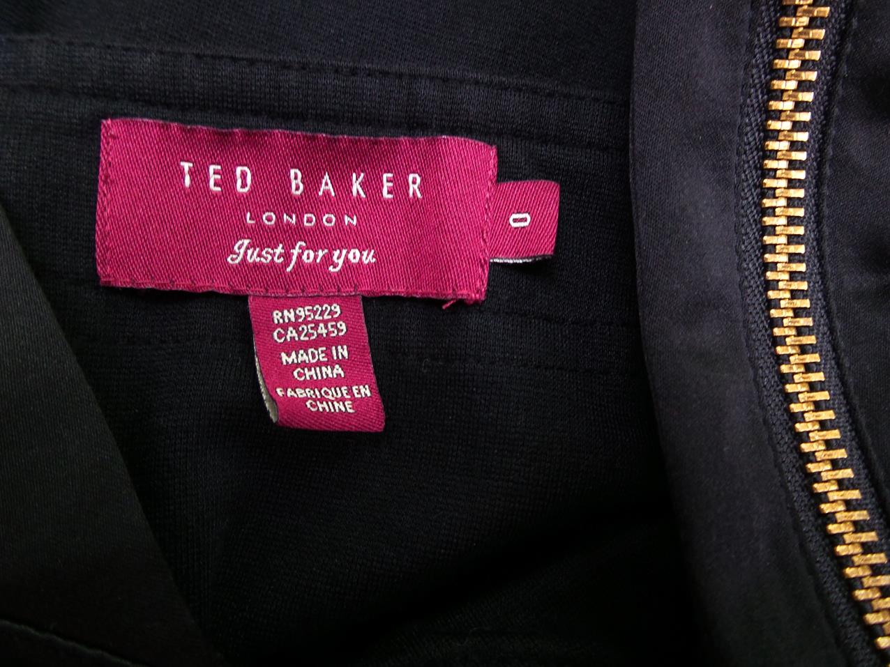 Ted Baker London Color Czarny W serek Sukienka Ołówkowa Bezrękawnik Krótka Fabric Wiskoza