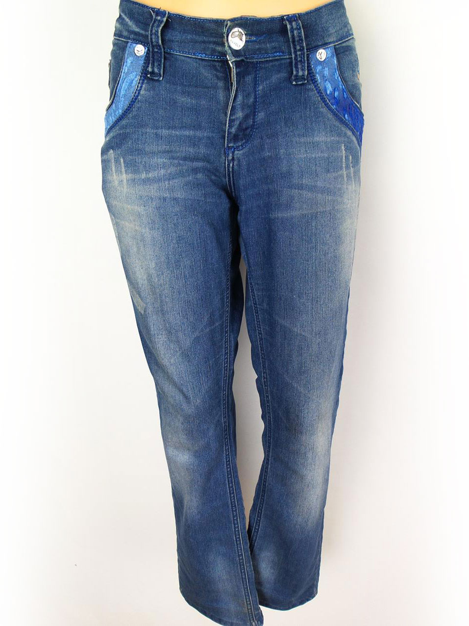 Size 32 Color Niebieski Spodnie Jeansy Fabric Bawełna