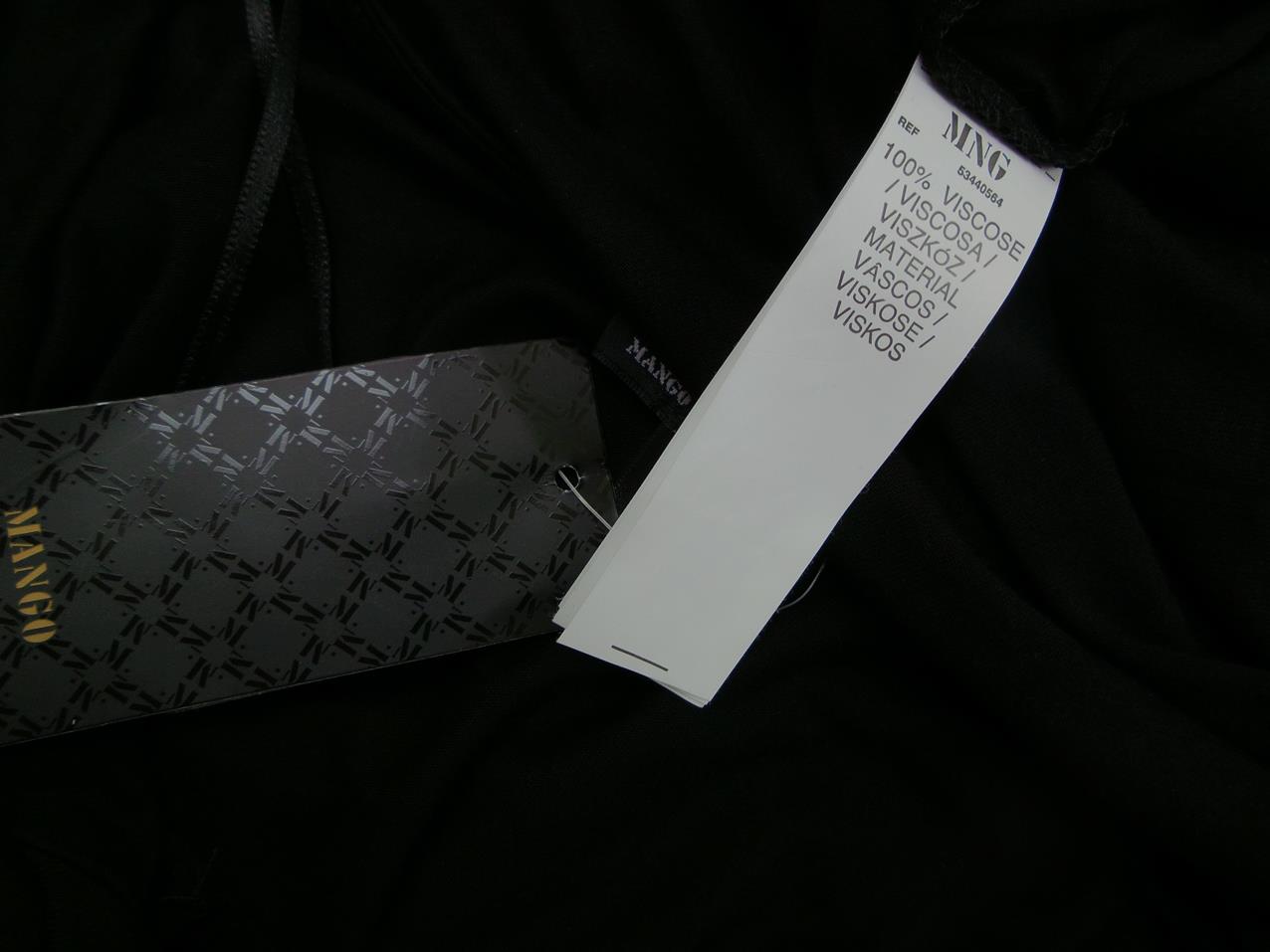 Mango Size M Color Czarny Drapowany dekolt Sukienka Ołówkowa Rękaw 3/4 Midi Fabric Wiskoza 100%