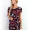 Rosebud Size S Color Czerwony Okrągły dekolt Sukienka Bodycon Krótki rękaw Do Kolan Fabric Wiskoza