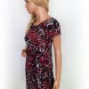 Rosebud Size S Color Czerwony Okrągły dekolt Sukienka Bodycon Krótki rękaw Do Kolan Fabric Wiskoza