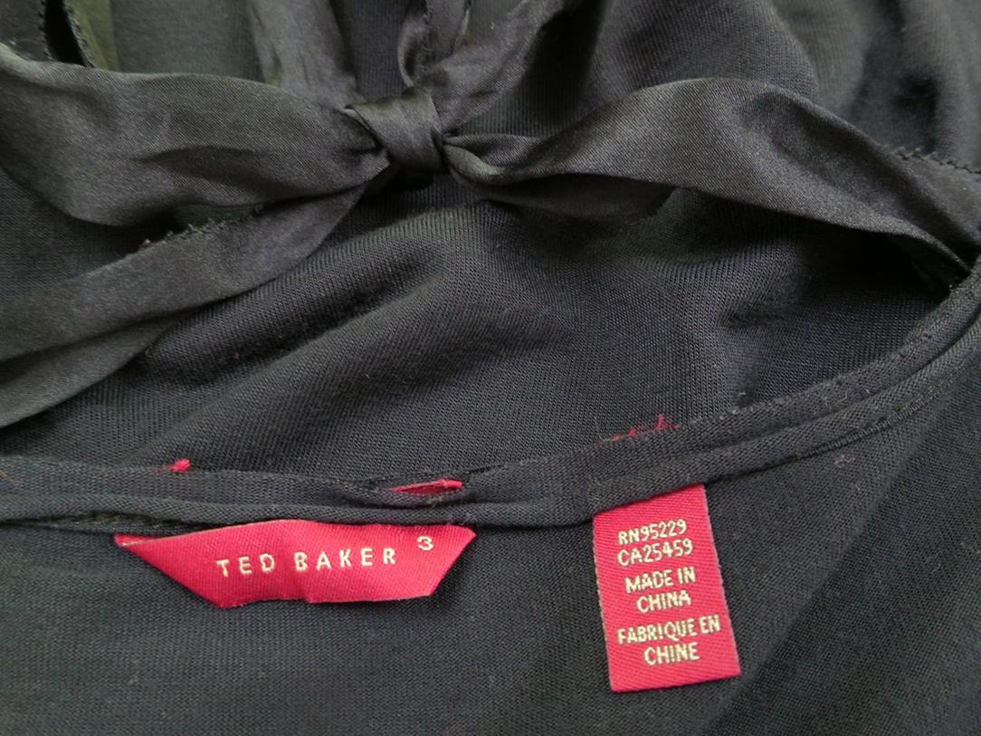 Ted Baker London Size 3 Color Czarny Dekolt U Tunika Bluzka Bezrękawnik Fabric Tencel 100%