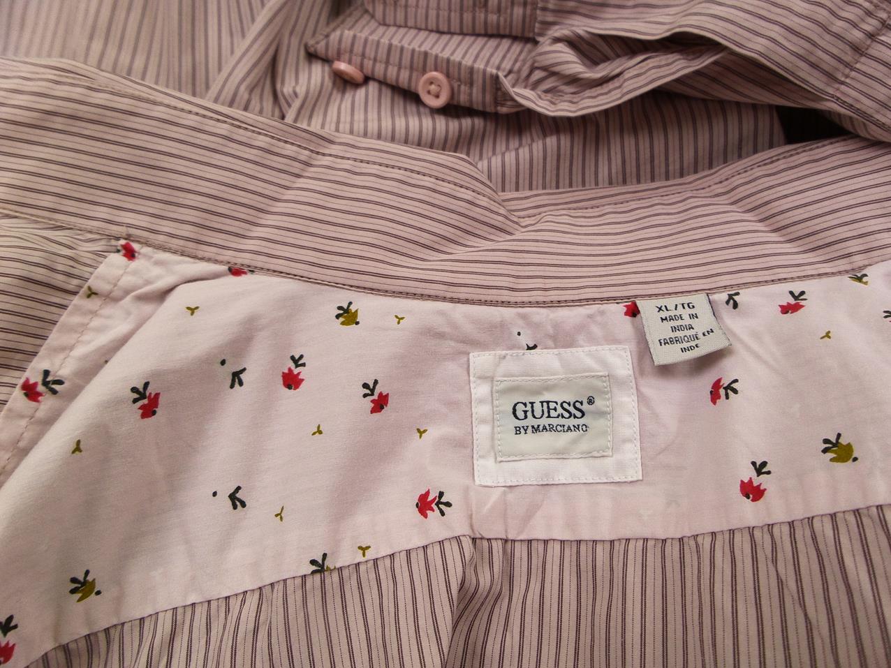 Guess by Marciano Size XL Color Pudrowy Róż Kołnierz Męska Koszula Casual Długi rękaw Fabric Bawełna 100%