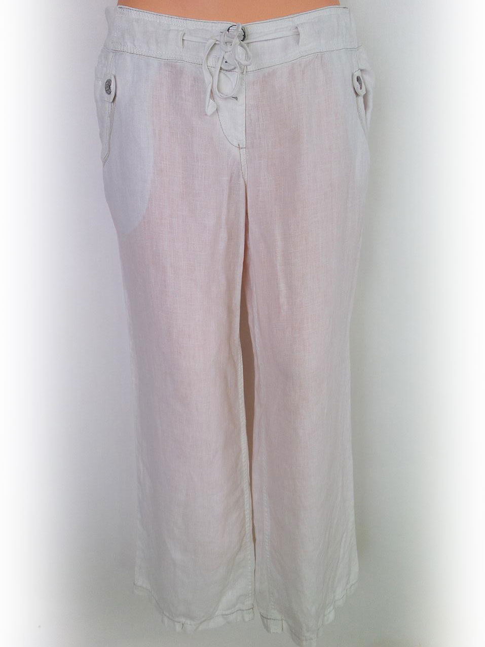 River island Size 12/38 Color Biały Spodnie Casual Fabric Len 100%