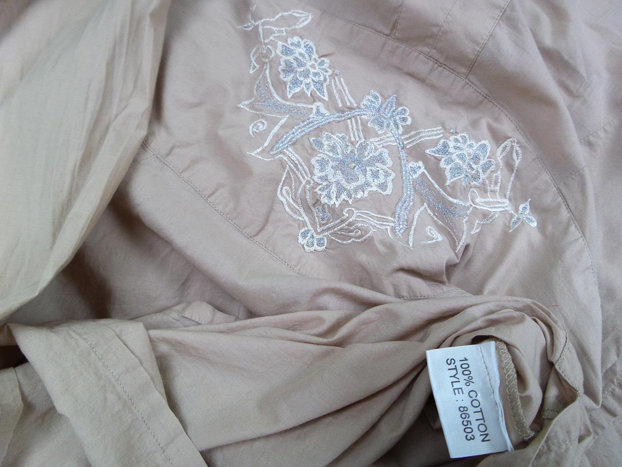 Repeat Size L Color Beżowy W serek Sukienka Trapezowa Długi rękaw Midi Fabric Bawełna 100%