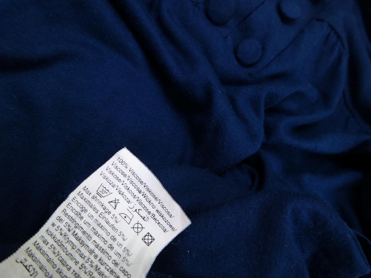 Vero moda Size M Color Granatowy W serek Sukienka Elegancka Krótki rękaw Do Kolan Fabric Wiskoza 100%