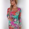 Graffic Size S/M Color Różowy Okrągły dekolt Sukienka Bodycon Długi rękaw Krótka