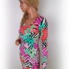 Graffic Size S/M Color Różowy Okrągły dekolt Sukienka Bodycon Długi rękaw Krótka