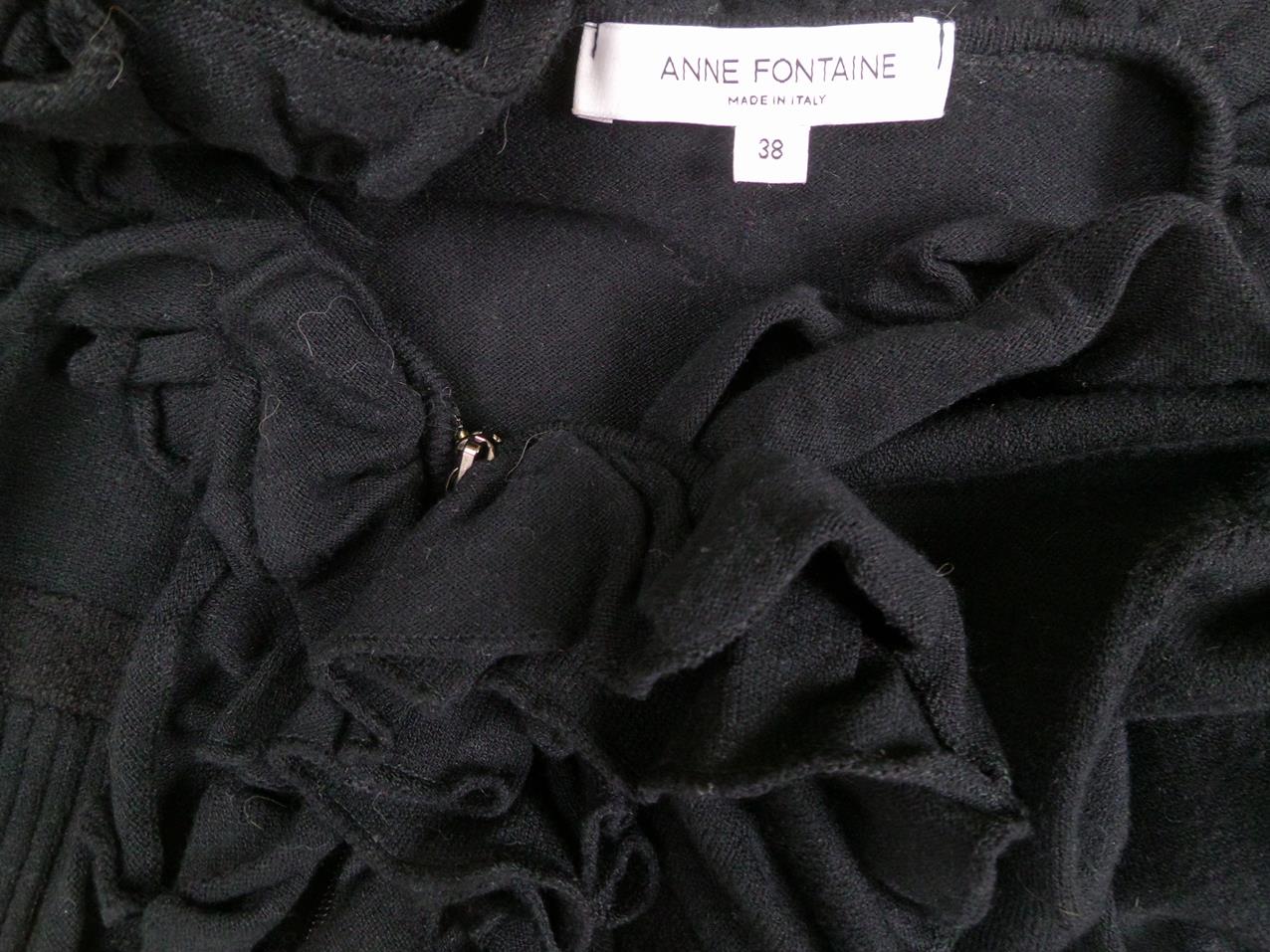 Anne Fontaine Size 38 Color Czarny W serek Sukienka Sweterkowa Długi rękaw Do Kolan