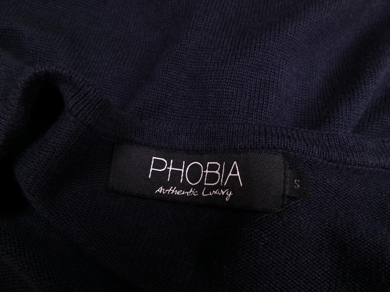 Phobia Size S Color Granatowy W serek Sukienka Mini Długi rękaw Krótka Fabric Wiskoza