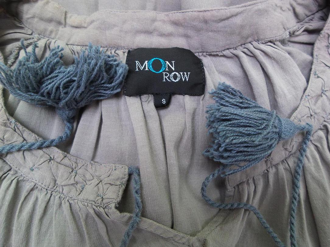 Monrow Size S Color Beżowy Okrągły dekolt Tunika Bluzka Rękaw 3/4 Fabric Bawełna 100%