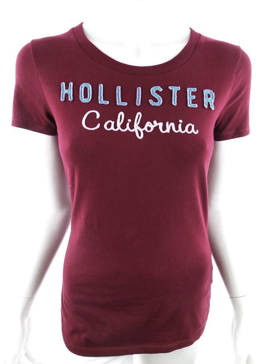 Hollister Size M Color Bordowy Okrągły dekolt T-Shirt Krótki rękaw Fabric Bawełna