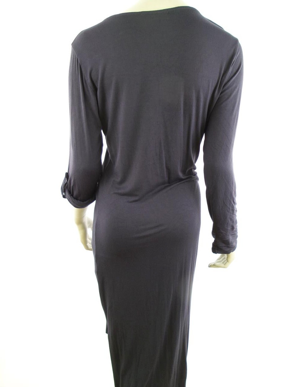 Sudar Size M Color Srebrny Okrągły dekolt Sukienka Bodycon Długi rękaw Hi-Low Fabric Wiskoza