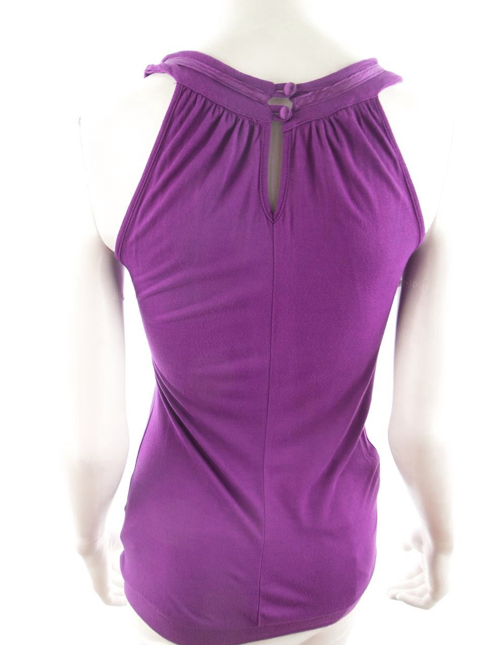 Ted Baker London Size 1 Color Purpurowy W serek Tunika Bluzka Bezrękawnik Fabric Bambus 100%