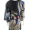 DESIGUAL Size S Color Czarny W serek Sukienka Prosta Rękaw 3/4 Do Kolan