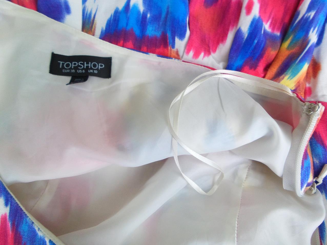 Topshop Size 38 Color Fioletowy Na Jedno Ramię Sukienka Mini Bezrękawnik Krótka Fabric Bawełna