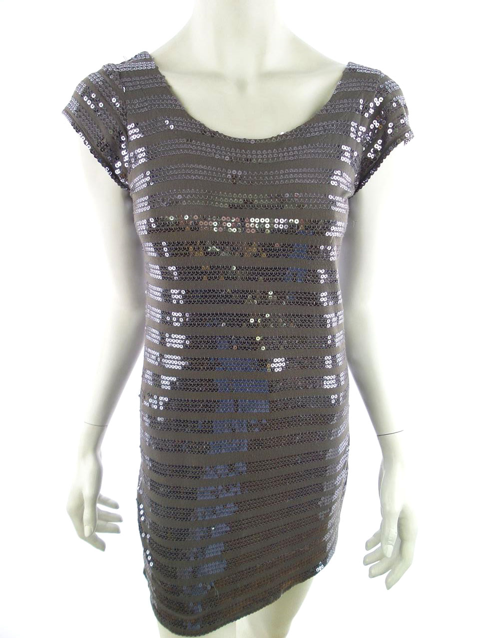 River island Size 10 (38) Color Szary Okrągły dekolt Sukienka Bodycon Krótki rękaw Krótka Fabric Wiskoza 100%