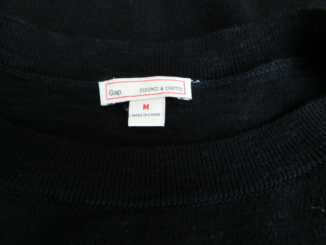 Gap Size M Color Czarny Crew Neck Sweter Długi rękaw Fabric Bawełna Cienka dzianina