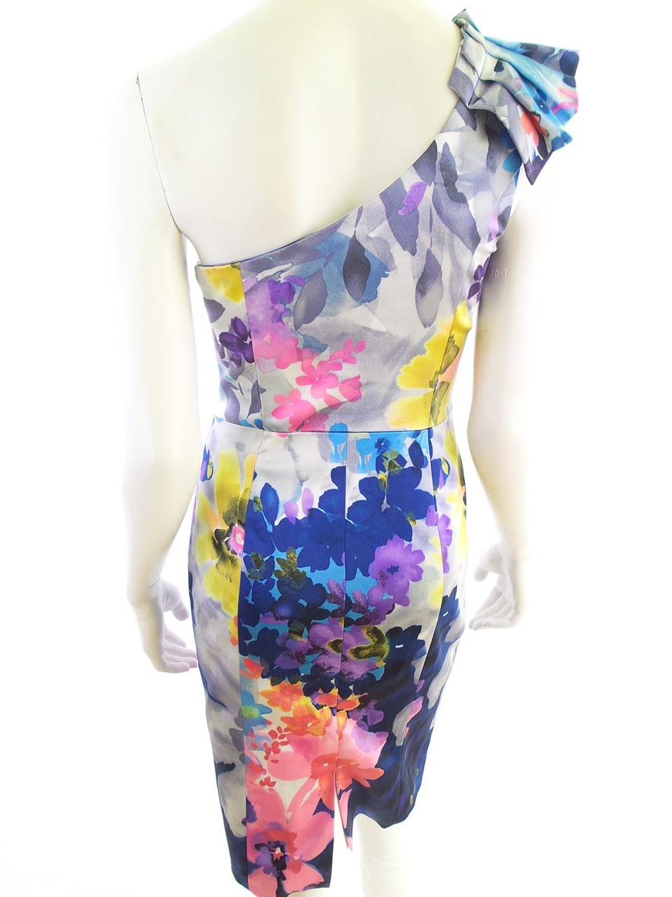 Coast Size 8 (36)40 Color Niebieski Na Jedno Ramię Sukienka Bodycon Bezrękawnik Do Kolan