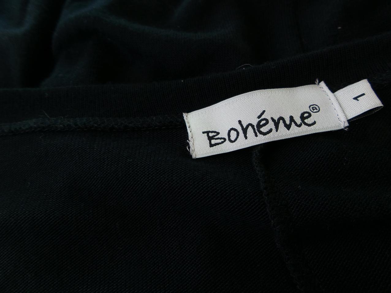 BOHEME Size 1 Color Czarny Dekolt U Sukienka Sweterkowa Długi rękaw Midi Fabric Wiskoza