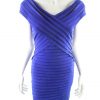 Size 8 (36) Color Granatowy W serek Sukienka Bodycon Krótki rękaw Midi