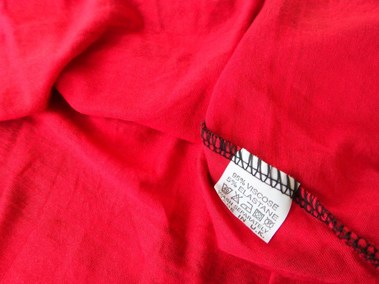 Vintage Size S Color Czerwony Dekolt U Sukienka Prosta Bezrękawnik Do Kolan Fabric Wiskoza