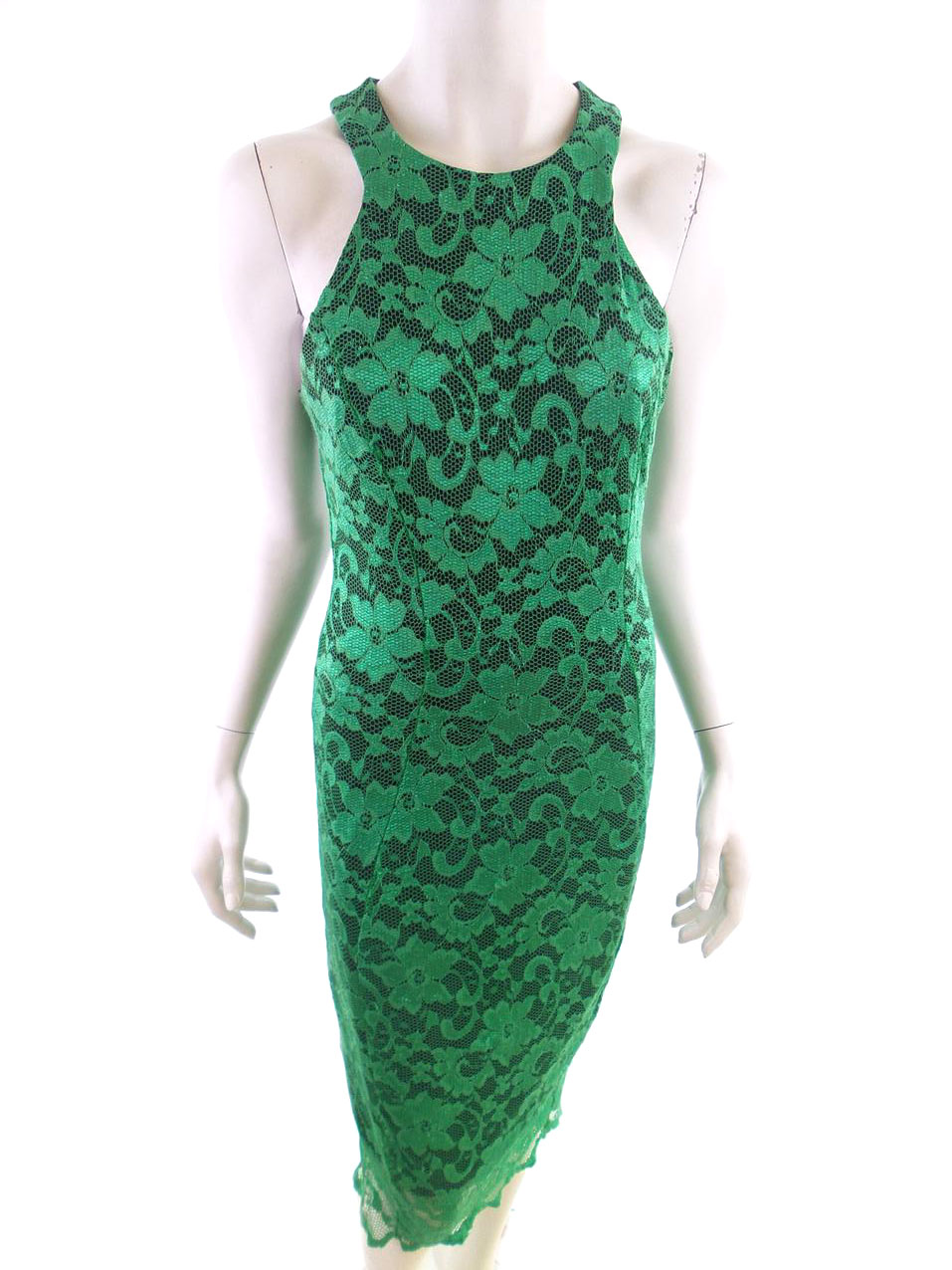 Closet Size 12 (40) Color Zielony Odkryte Ramiona Sukienka Bodycon Bezrękawnik Midi