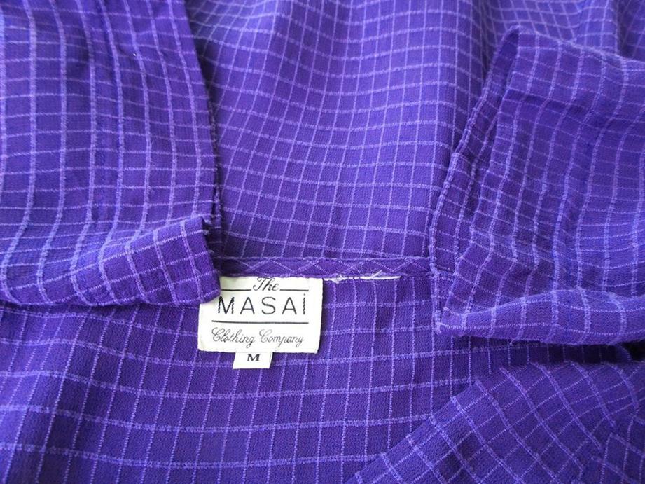 The Masai Size M Color Fioletowy W serek Sukienka Elegancka Długi rękaw Do Kolan