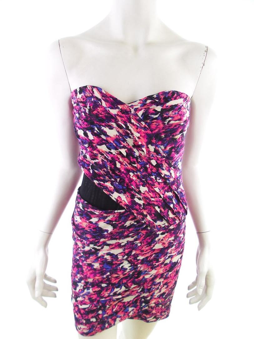 Lipsy Size 6 (34) Color Różowy Dekolt Serce Sukienka Bodycon Bezrękawnik Krótka Fabric Wiskoza